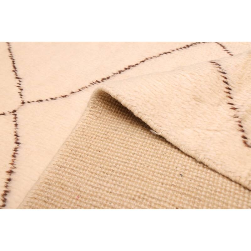 ECARPETGALLERY Hand-knotted Pak Finest Marrakesh Cream Wool Rug - 6'11 x 9'9