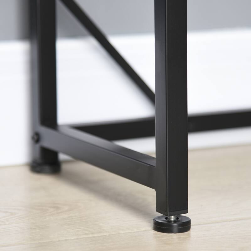 HOMCOM Space-Saving Small Corner Writing Desk & Corner TV Stand, Corner Computer Desk with Strong Metal Frame