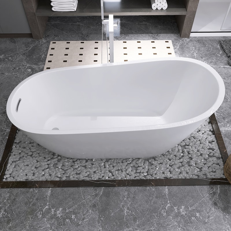 67 in. x 31 in. Acrylic Freestanding Soaking Bathtub in Gloss White