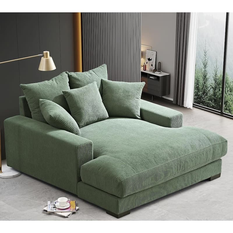 US Pride Furniture Luxe Oversized Soft Corduroy Fabric Chaise Sofa for Living Room and Bedroom