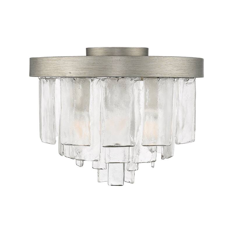 Golden Lighting Ciara 3-light Flush Mount in Peruvian Silver