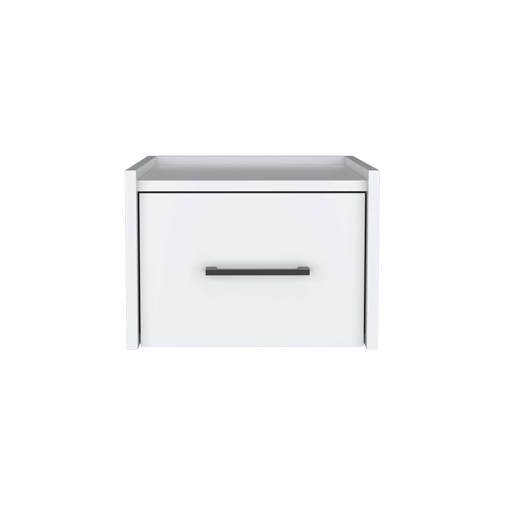 Wall-Mounted Nightstand with Roomy Drawer, White