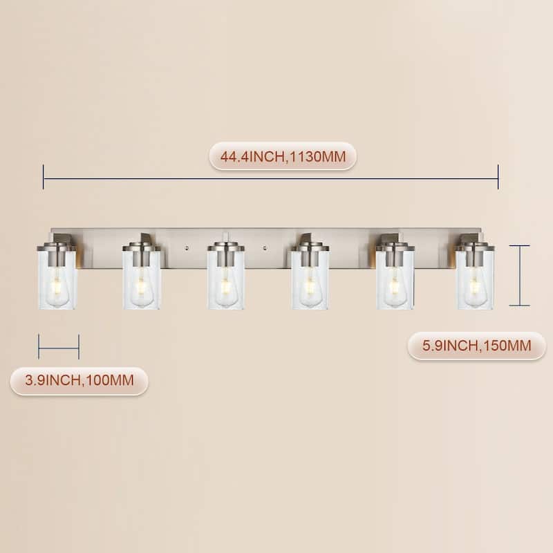 Vinluz Brushed Nickel Vanity Lights with Seeded Glass Shade