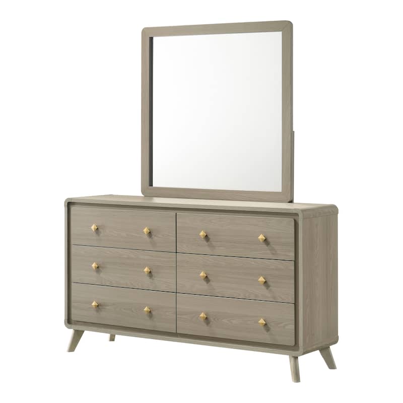 Furniture of America Thaila Modern 4-Piece Grey Wood Upholstered Panel Bedroom Set with LED on Headboard