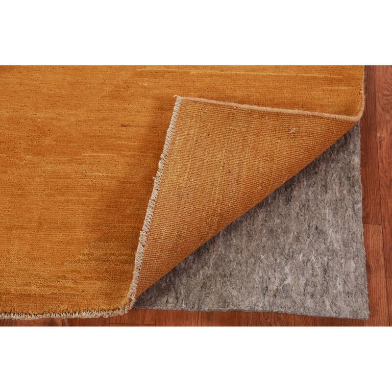 Yellow Gold Modern Gabbeh Oriental Rug Hand-Knotted Wool Carpet - 3'5" x 4'10"