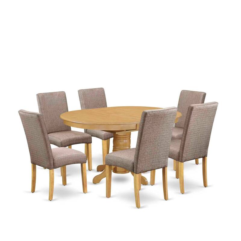Dinette Set 7Pc Oval Table w/ Leaf & 6 Chairs - Tuscan Style Kitchen Table Set