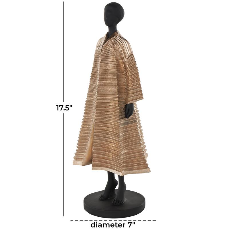 Black Resin Woman Decorative Sculpture with Ivory Attire