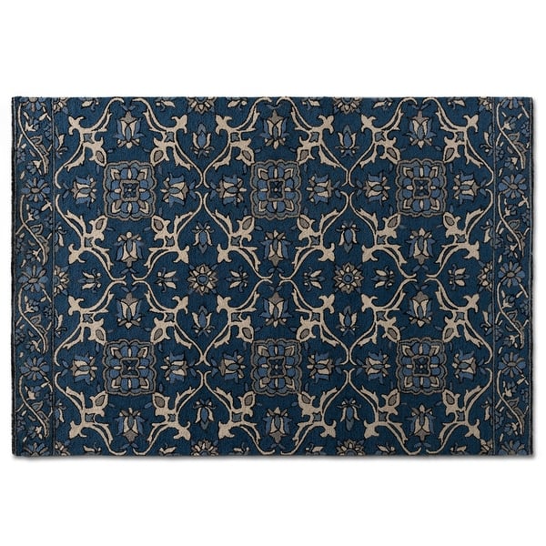 slide 2 of 5, Panacea Modern and Contemporary Blue Hand-Tufted Wool Area Rug - 5' x 8'/Surplus Blue