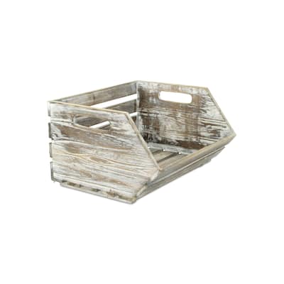 13" Brown Contemporary Stackable Storage with Side Handles