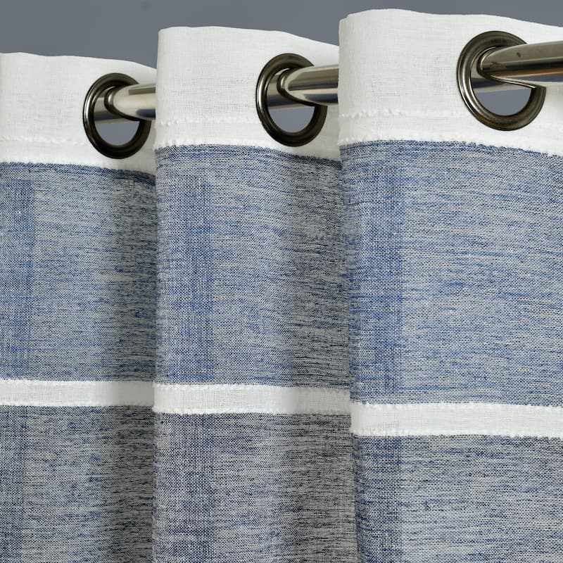 The Gray Barn Done Roamin Textured Stripe Sheer Window Curtain Panel Pair - 84" x 38" - 84" x 38"