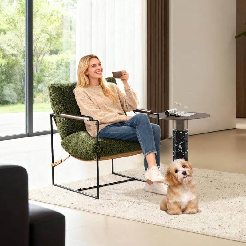 Lazy Chair - Rubber Wood Arms, Iron Frame (Living Room/Bedroom)