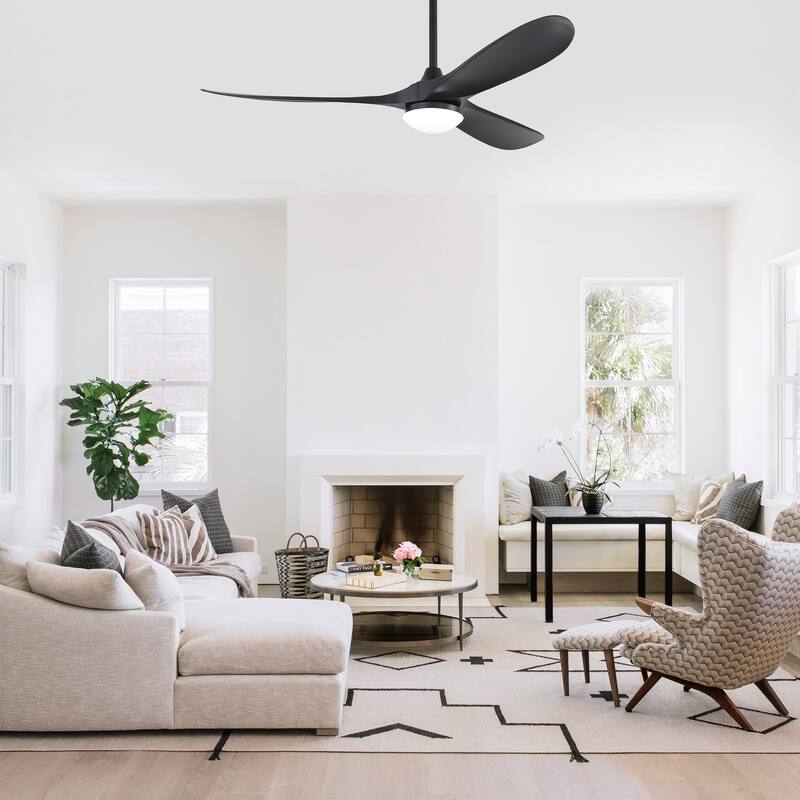 60 Inch Ceiling Fan with Lights, 3 ABS Fan Blades, Quiet Energy Efficient DC Motor, Smart App & Remote Control - 60 Inches