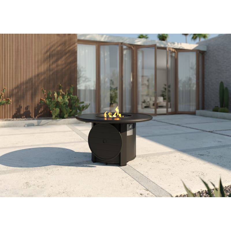Slat Top 44" Round Fire Table - Night