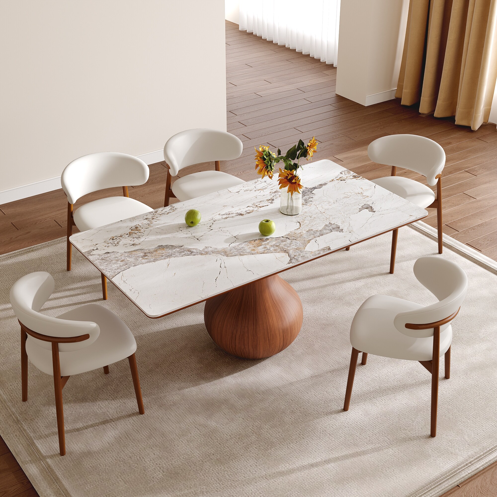 Mid-century Kitchen Table Dining Room Table 63"/71"