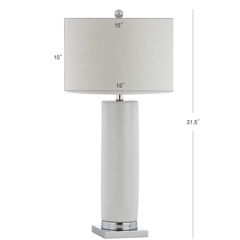 Juliana 31.5" Ceramic LED Table Lamp, White/Chrome by JONATHAN Y