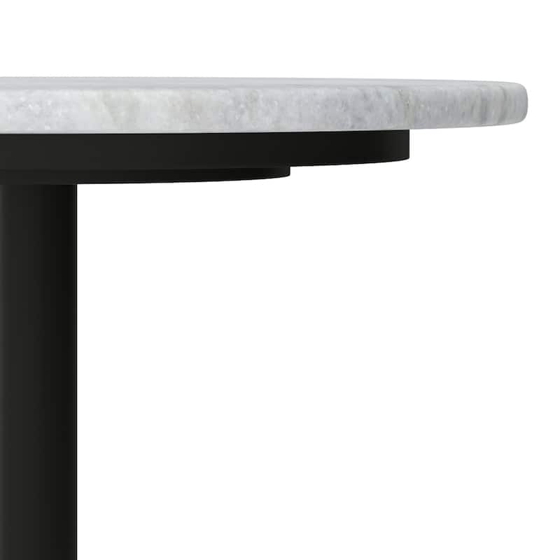 WYNDENHALL Ryan 16" Wide Modern Side Table in Genuine Marble and Iron - 15.7" d x 15.7" w x 21" h