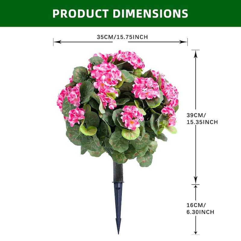 Set of 2 Artificial Topiary Ball Trees with Metal Stakes with Begonia Flowers - 2 pcs