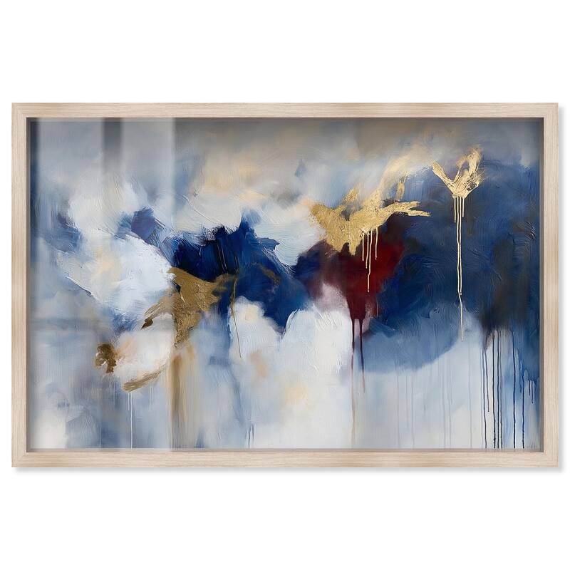 Eclipse of Gold and Blue Shadowbox by Art Remedy - Natural - 30" x 20"