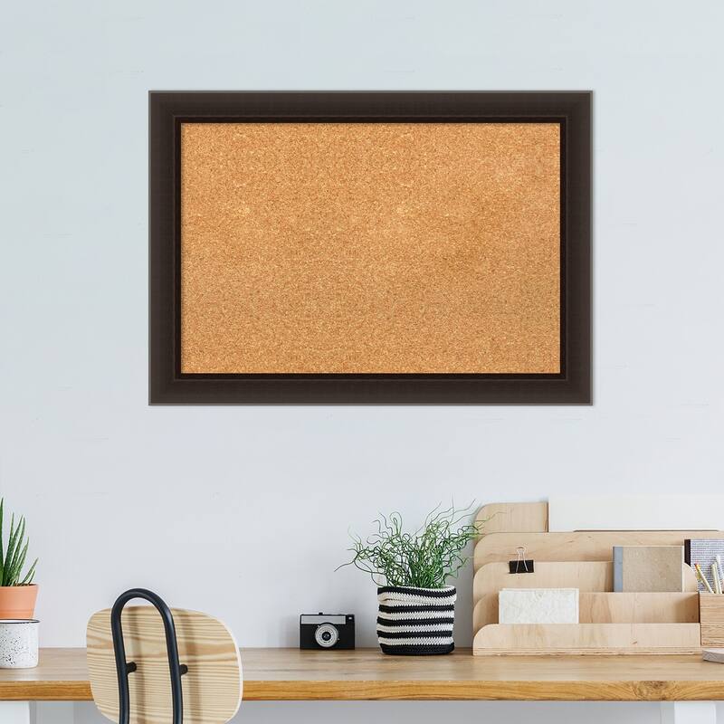 Romano Narrow Wood Framed Natural Corkboard Bulletin Board