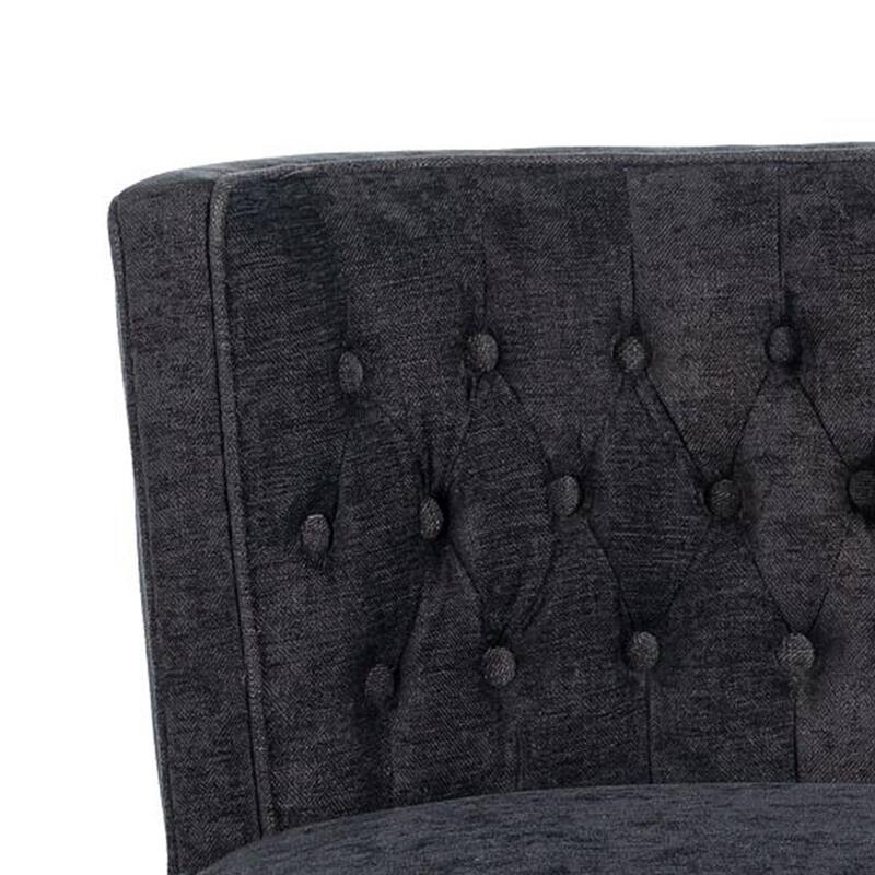 Cly Dining Side Chair Set of 2, Dark Gray, Natural Brown Solid Wood