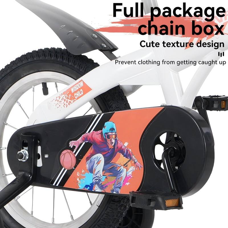 18 Inch Kids Bike with Adjustable Saddle, Dual Brakes and Training Wheels Steel Frame Bicycle for Ages 5-10