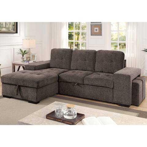 Furniture of America Nawa Traditional Solid Wood Tufted Sectional
