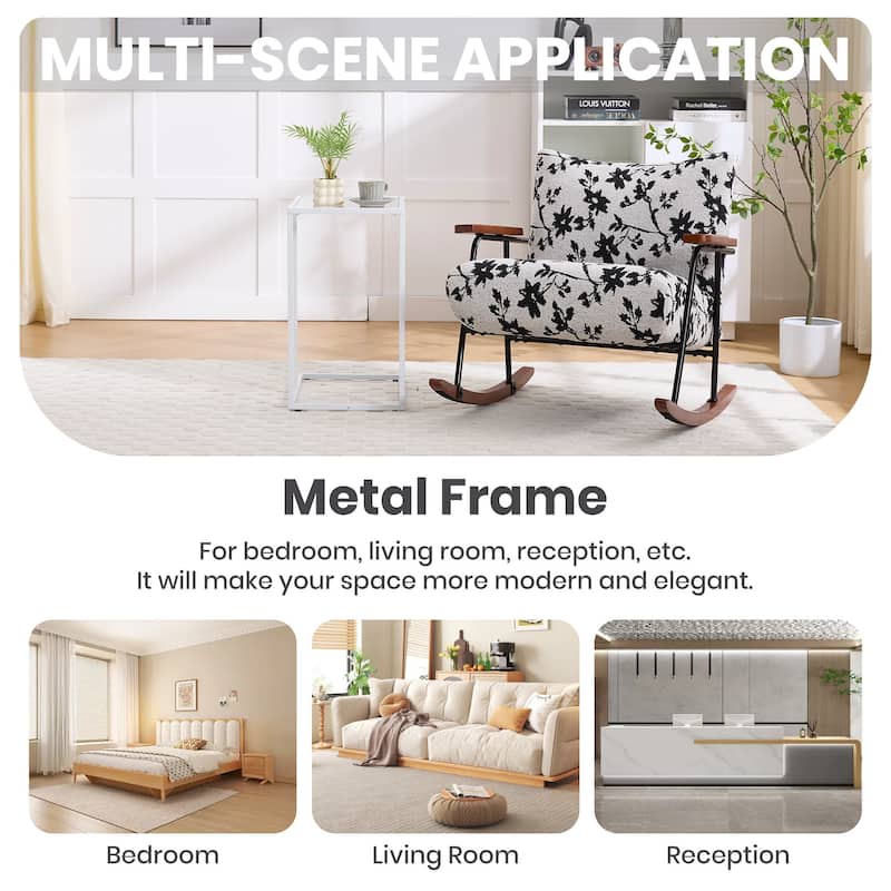 Modern Accent Chair Arm Chair Living Room Rocking Chair Metal Frame