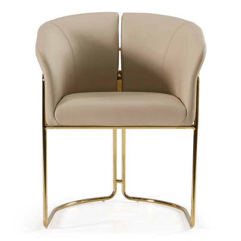 Modrest Renfew Modern Beige Vegan Leather & Champagne Gold Dining Chair