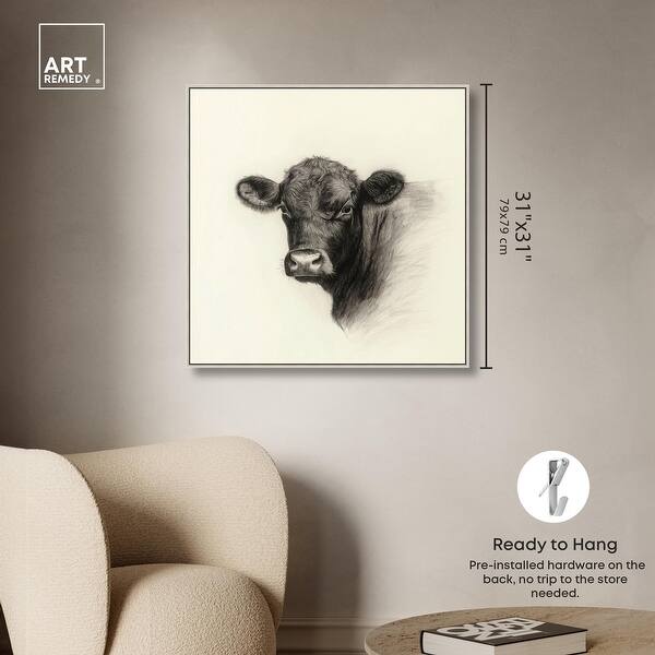 dimension image slide 18 of 24, Darkness in Detail of Cow Canvas Animal Art Prints by Art Remedy