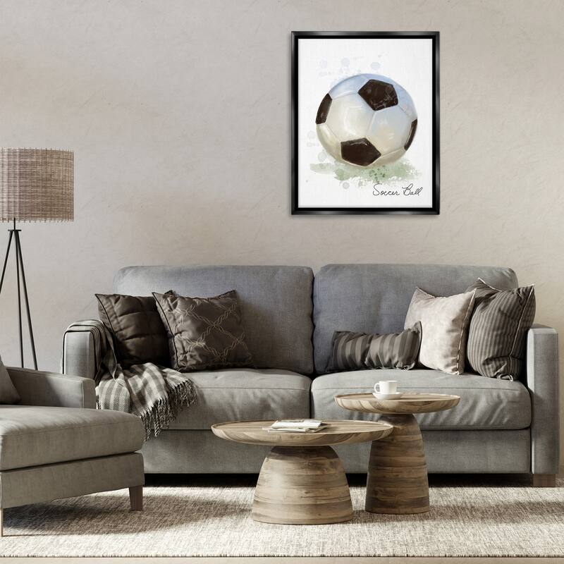 Stupell Soft Pastel Soccer Ball Framed Floater Canvas Wall Art Design By Matthew Piotrowicz