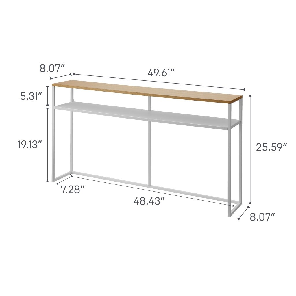 Yamazaki Home Long Console Table - Two Styles, Steel, Shelf, Holds