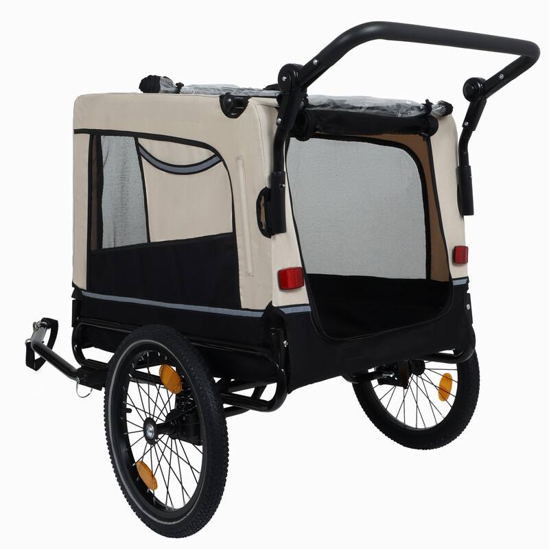 2-In-1 Bike Trailer & Push Cart For Pets-All-Terrain Wheels,Quick Release Wheel,Internal Leash,Holds Pets Up To 88 Lbs