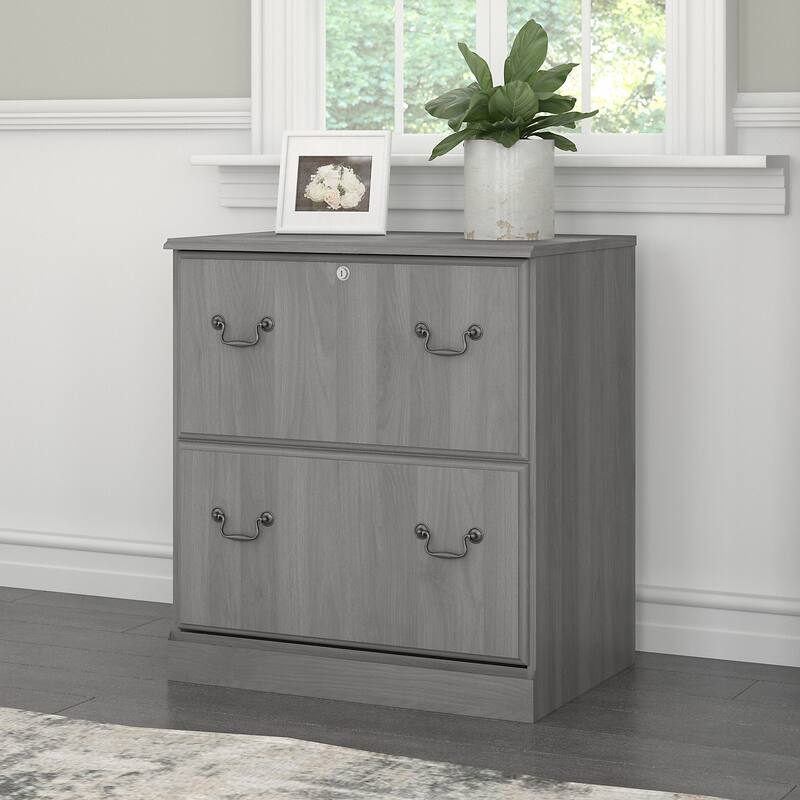 Bush Furniture Saratoga Lateral File Cabinet in Harvest Cherry - Grey