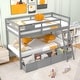 preview thumbnail 2 of 24, Twin Over Twin Bunk Bed Wood Bed Frame with 2 Storage Drawers and Ladder-Gray