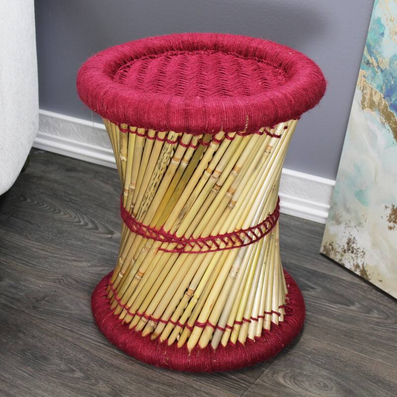 Natural Geo Moray Decorative Handwoven Jute Accent Stool