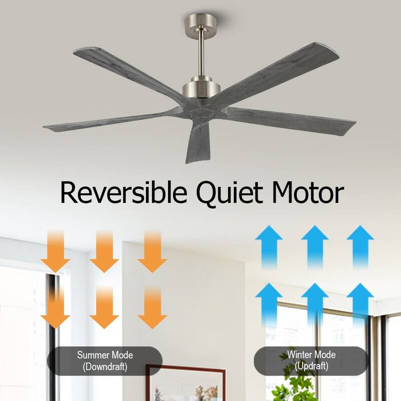 WINGBO 60" Solid Wood DC Motor Indoor Ceiling Fan with Remote·