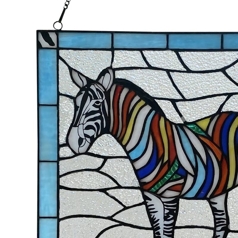 River of Goods River of Goods 12-Inch Rainbow Zebra Stained Glass Window Panel - 12" x 0.25" x 12"