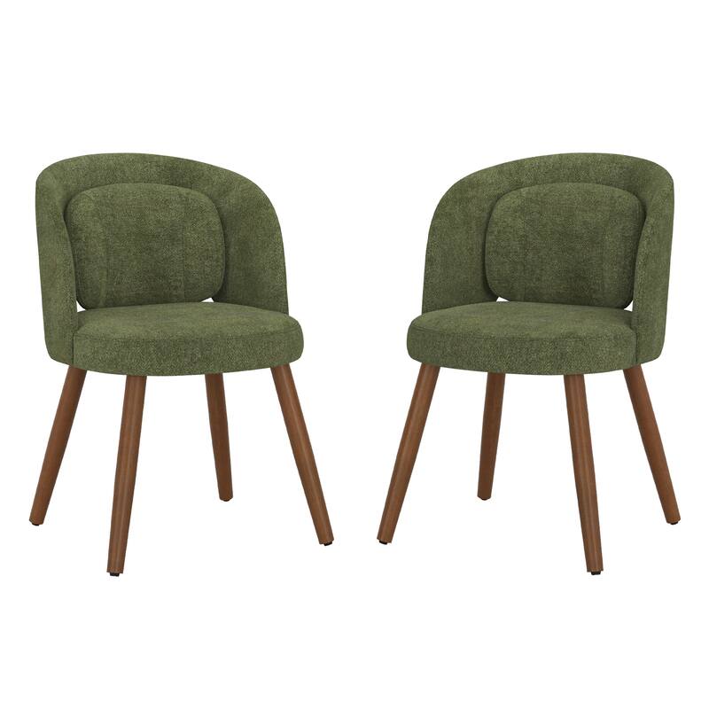 Linen Dining Chairs Set of 2/4/6 with Solid Wood Legs, Modern Kitchen Chairs with Lumbar Pillow for Dining Room Beige