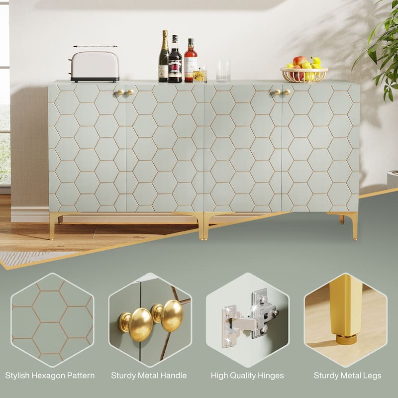 63'' Modern Accent Storage Cabinet with Metal Legs for Living Room Bedroom Kitchen Dining Room