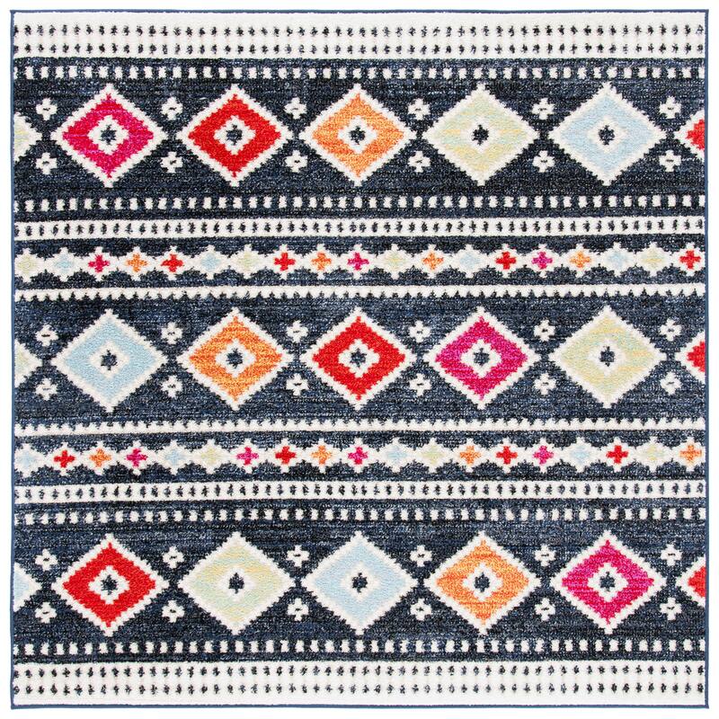 SAFAVIEH Adirondack Meili Moroccan Boho Rug - 6' Square - Black/Ivory