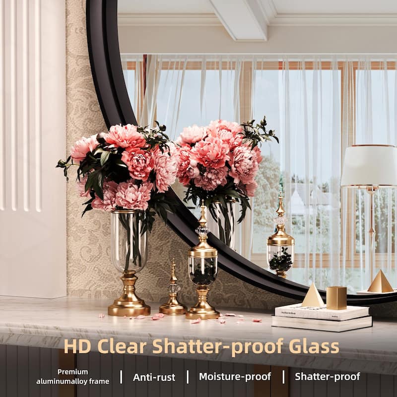 Round Black Frame Bathroom Vanity Mirror