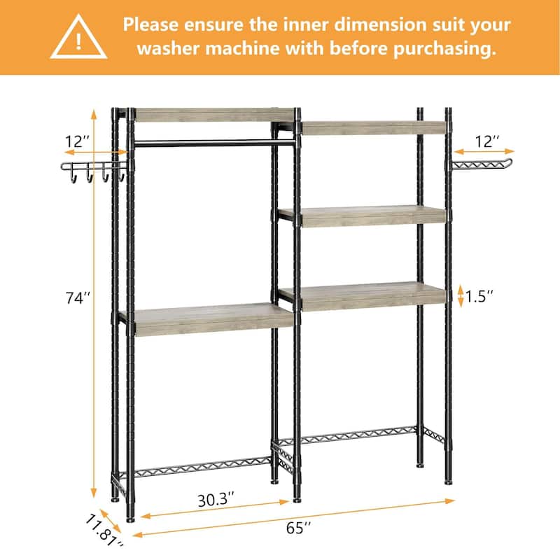 5-Tier Wood Over The Washer and Dryer Storage Shelf