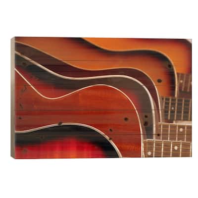 Acoustic Guitar Print On Wood by Unknown Artist - Multi-Color