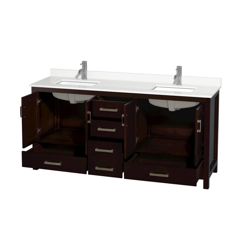 Sheffield 72-inch Double Vanity, Single Hole Quartz Top