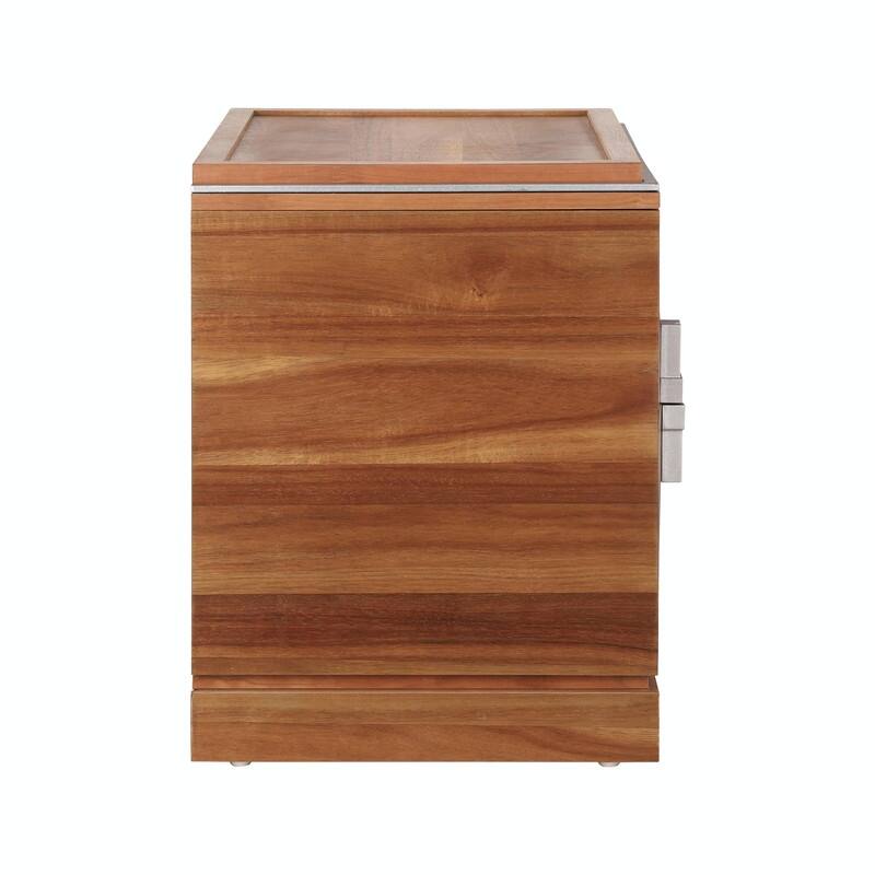 Mid-Century Modern Nightstand with 2 Drawers - Wide Wood End Table with Diamond Design and Heavy-Duty Base