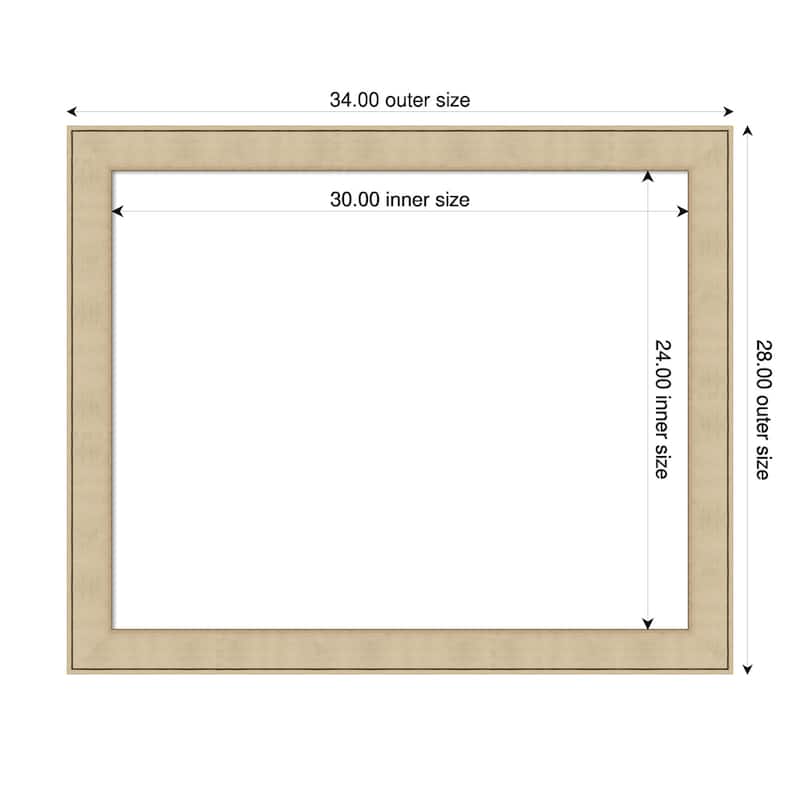 Amanti Art Classic Honey Silver Framed Dry Erase Magnetic Board - 34 x 28 in