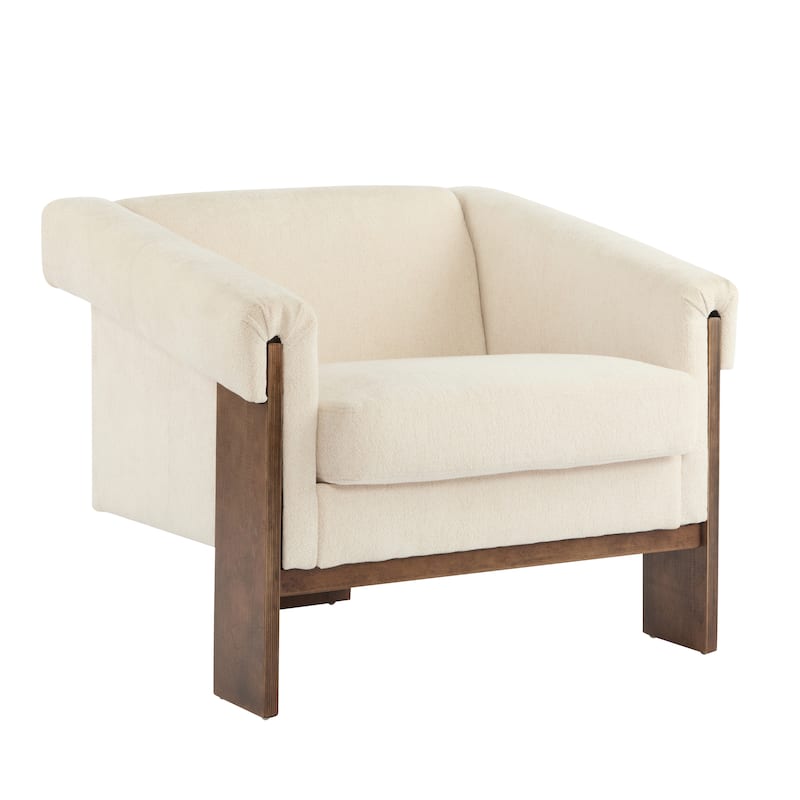 34" Mid-Century Modern Accent Chair w/ Deep Cushions & Wide Armrests - Ideal for Living Room Bedroom Office