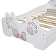preview thumbnail 7 of 6, Cartoon Twin Platform Bed with Trundle & Cute Headboard, Wooden Bed Frame, No Box Spring Required/Easy Assembly Antique White