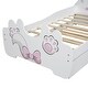preview thumbnail 12 of 10, Cartoon Twin Size Platform Bed with Trundle and Cute Headboard, Kids Bed Frame with Sturdy Wood Construction, White