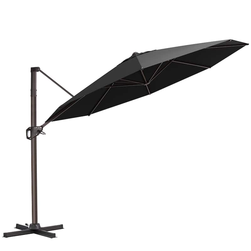 Outdoor 11 Ft Patio Cantilever Offset Umbrella with 360 Degree Rotation
